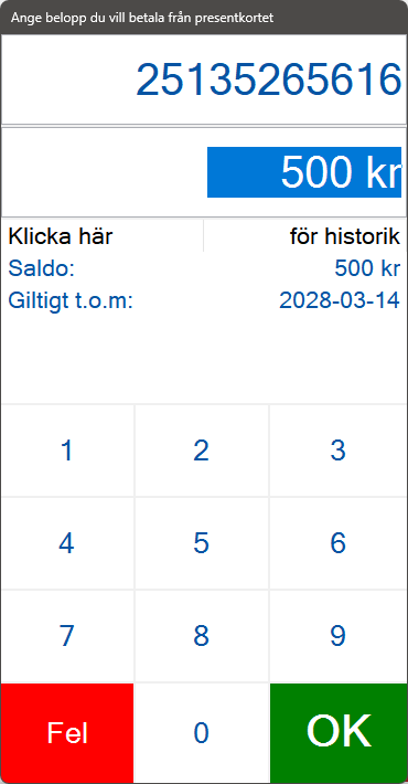 Betala med presentkort i JobOffice Kassasystem